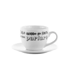 Tazza Colazione Ml.0,50 con piatto Graffiti - Solo quando ho finito, mi puoi parlare - Weissestal