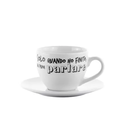 Tazza Colazione Ml.0,50 con piatto Graffiti - Solo quando ho finito, mi puoi parlare - Weissestal