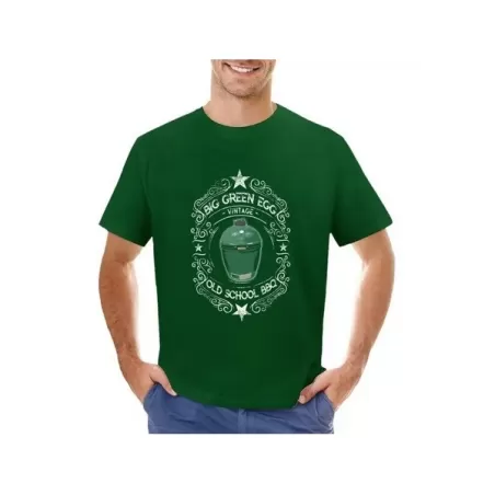 Maglietta barbecue in cotone verde - Vintage Old School Bbq - Big Green Egg