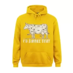 Felpa con cappuccio barbecue I'd Smoke That in cotone giallo - Barbecue Sauce