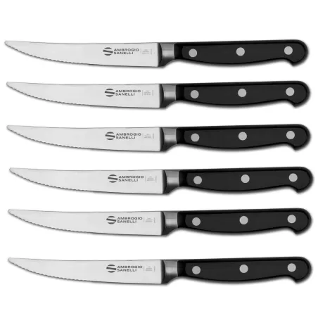 Maitre - Coltello tavola lama mezza dentata Cm. 11 in BOX 6 PZ - Montana