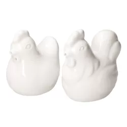 Fattoria, Set Sale e Pepe gallo e gallina Cm. 5xh8 - La Porcellana Bianca