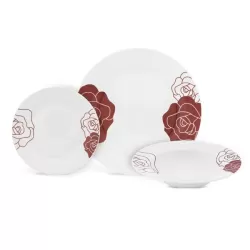 Servizio piatti porcellana Roses rosso 18 pezzi - Villa Altachiara