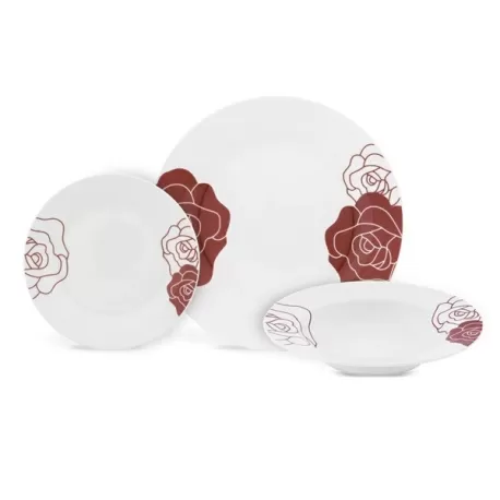 Servizio piatti porcellana Roses rosso 18 pezzi - Villa Altachiara