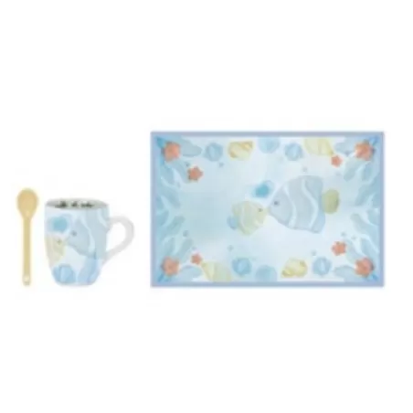Mug in porcellana con tovaglietta in cotone Mare da amare - Thun