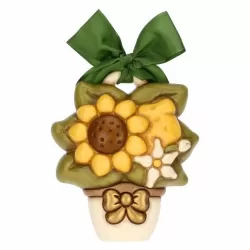 Formella con girasole e limone in ceramica, media - Thun