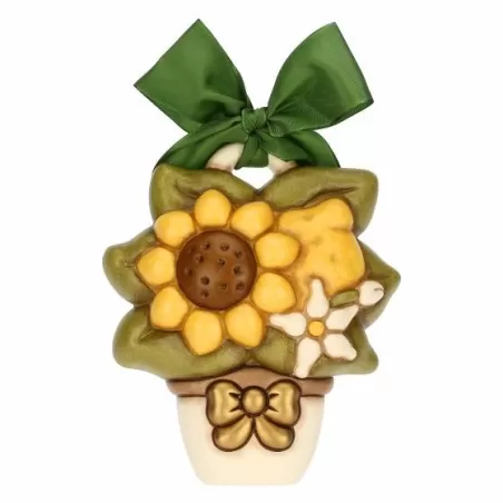 Formella con girasole e limone in ceramica, media - Thun