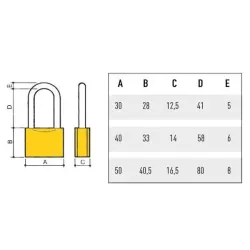Lucchetto ottone Mm.30 arco lungo