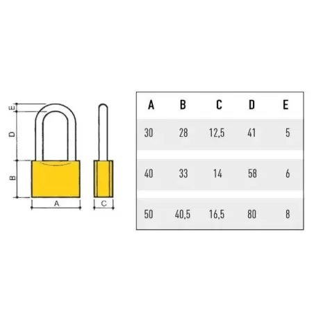 Lucchetto ottone Mm.30 arco lungo