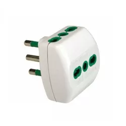 Adattatore triplo spina 10 amper 3 presa bipasso 10-16 amper bianco