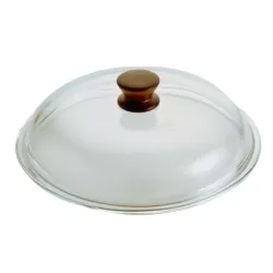 Coperchio vetro Cm. 26 pomolo legno - Pentolpress