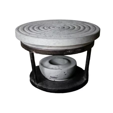 Party, Pietra ollare Cm.21 con piedistallo in metallo - Pietra ollare Valmalenco