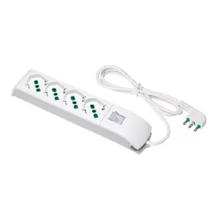 Multipresa 4 prese bipasso/schuko+interruttore spina 16 amper