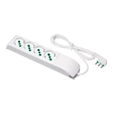 Multipresa 4 prese bipasso/schuko+interruttore spina 16 amper