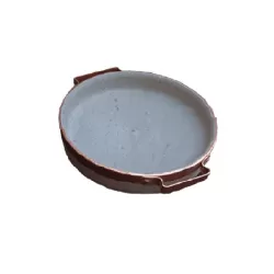 Piode, Bistecchiera Cm.17 bassa rilegato con maniglie in rame in pietra ollare - Pietra ollare Valmalenco