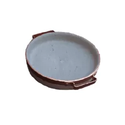 Piode, Bistecchiera Cm.18 bassa rilegato con maniglie in rame in pietra ollare - Pietra ollare Valmalenco