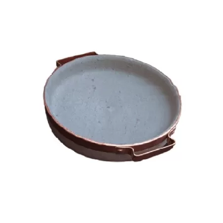 Piode, Bistecchiera Cm.19 bassa rilegato con maniglie in rame in pietra ollare - Pietra ollare Valmalenco