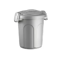 Bidone immondizia plastica grigio con coperchio Lt.8