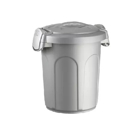 Bidone immondizia plastica grigio con coperchio Lt.8