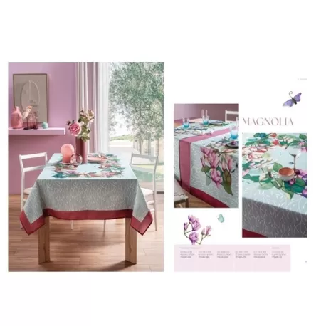 Magnolia, Tovaglia antimacchia Cm.155x320, 12 posti - L'oca Nera