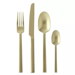 Neutra, Servizio 24 posate monoblocco antique pvd champagne - Sambonet