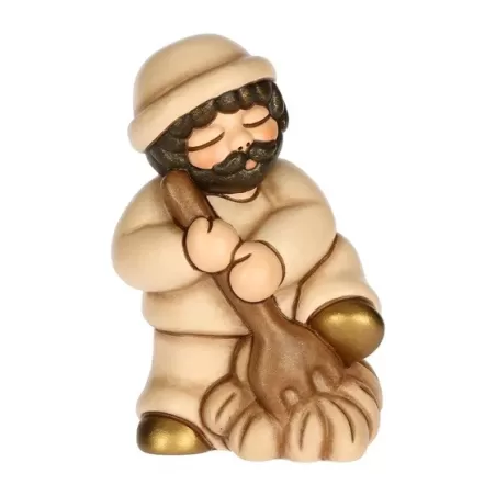 Uomo con forcone e fieno presepe classico, champagne - Thun