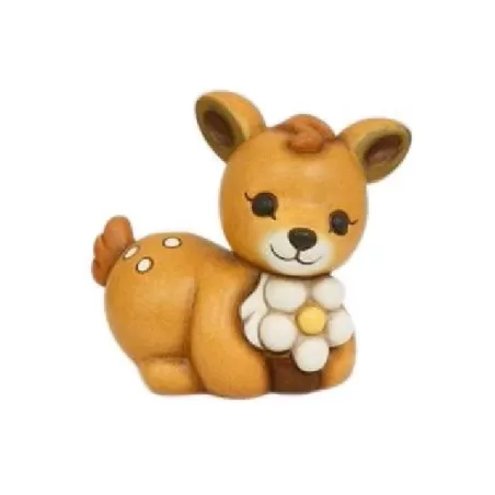 Cerbiatto Amy con fiore in ceramica AbbracciAMI, piccolo - Thun