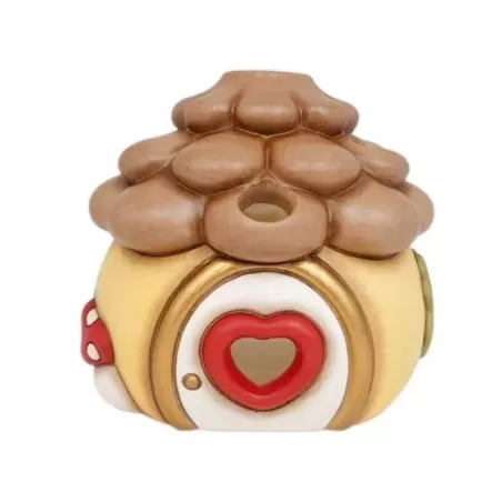 Porta tea-light casetta a forma di pigna in ceramica Inverno Incantato - Thun