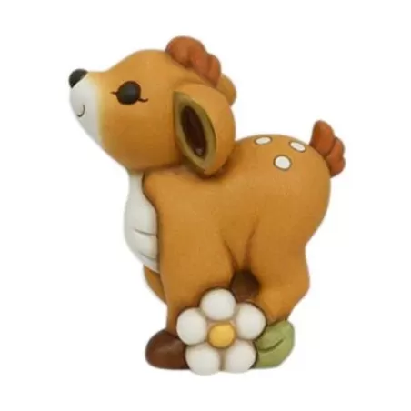 Cerbiatto Amy con fiore in ceramica, grande - Thun