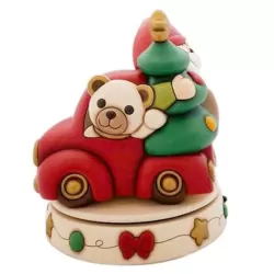 Carillon gnomo Oliver e teddy con furgoncino in ceramica, maxi - Thun