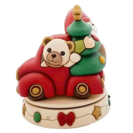 Carillon gnomo Oliver e teddy con furgoncino in ceramica, maxi - Thun