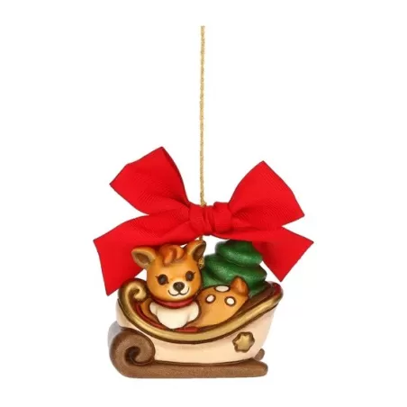 Addobbo natalizio slitta con cerbiatto Amy Limited Edition 2024 in ceramica - Thun