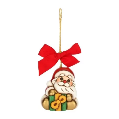 Addobbo natalizio Babbo Natale con regalo in ceramica, piccolo - Thun