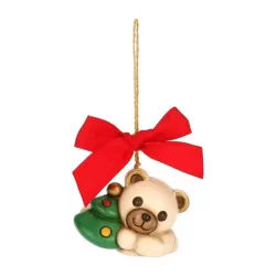 Addobbo natalizio Teddy con albero di Natale in ceramica, piccolo - Thun