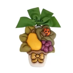 Formella in ceramica vasetto con frutta e coccinella AbbracciAMI - Thun