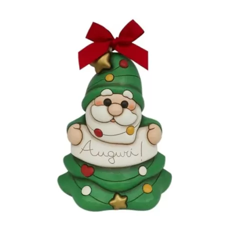 Gnomo Oliver albero di Natale con scritta Auguri in ceramica - Thun