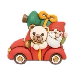 Teddy e gnomo Oliver con macchina in ceramica - Thun