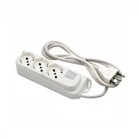 Multipresa 3 prese bipasso/shuko+interuttore spina 10 amper