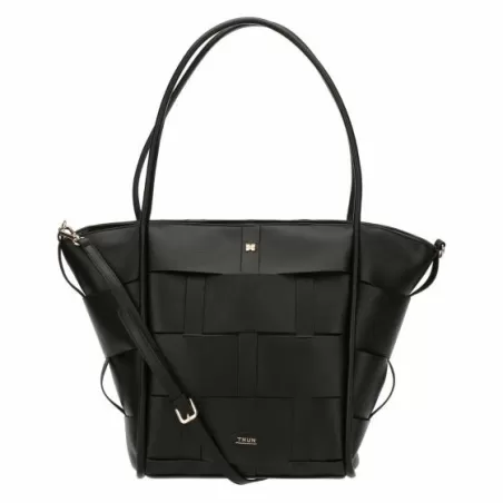 Borsa intreccio in ecopelle grande, nero - Thun