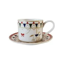 Xmas carousel, Tazza colazione con piatto 350 Cc. - Rose & Tulipani