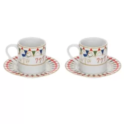 Xmas carousel, Set 2 Tazze espresso con piatto 100 Cc. - Rose & Tulipani