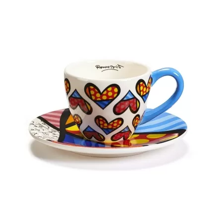 Set tazza tè con piatto cuore - Romero Britto