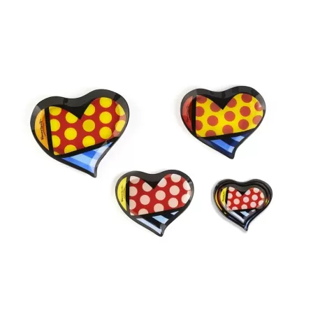 Set 3 piatti vetro Cuore - Romero Britto