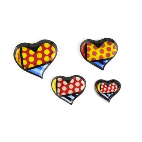 Set 3 piatti vetro Cuore - Romero Britto