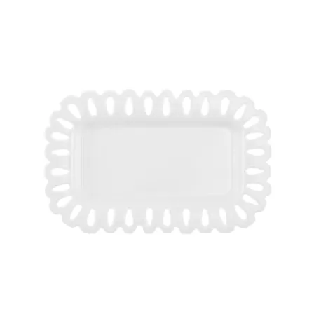 Giulietta, Vassoio rettangolare traforato Cm. 20x13 - La Porcellana Bianca