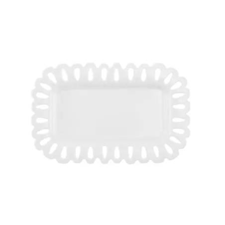 Giulietta, Vassoio rettangolare traforato Cm. 20x13 - La Porcellana Bianca