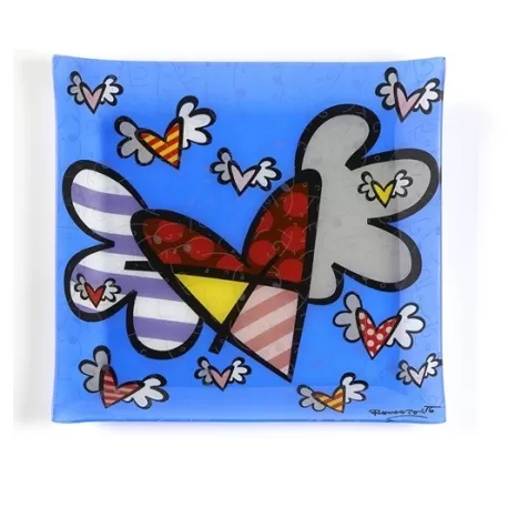 Piatto quadrato vetro Heart - Romero Britto