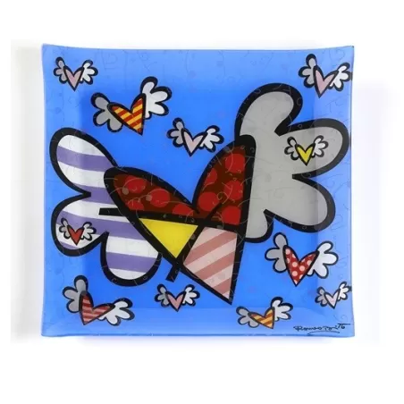 Piatto quadrato vetro Heart - Romero Britto