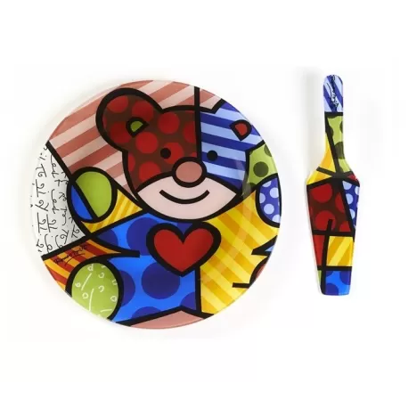 Set piatto torta Bear vetro con paletta  - Romero Britto
