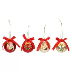 Set 4 palline natalizie rosso e oro in poliestere, piccole - Thun